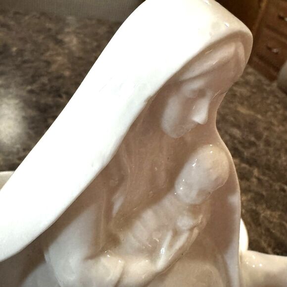 Mary and Jesus Figurine Candle Holder Japan Madonna Child Baby White CCCC - Picture 4 of 4
